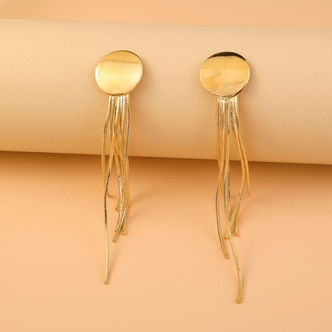 simple round tassel geometric long alloy earrings's discount tags