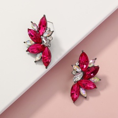fashion diamond-covered earlobe left and right symmetrical stud earrings