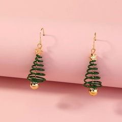 Christmas ornaments autumn and winter green spiral Christmas tree earrings