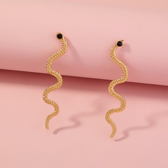 fashion diamonds retro snake-shaped  irregular metal stud earrings