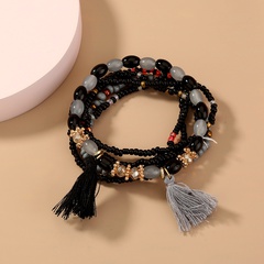 Bohemian ethnic style beads hand-beaded tassel multi-layer bracelet