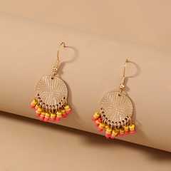 ethnic style retro tassel woven round alloy ear hook earrings female