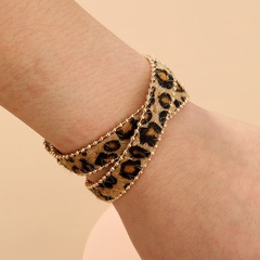 autumn and winter leopard print plush multi-layer exaggerated bracelet