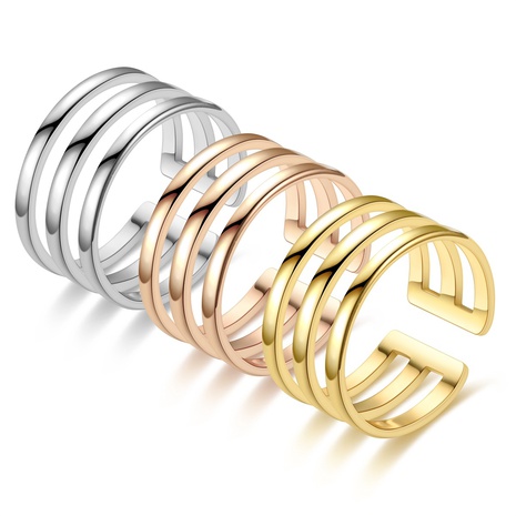Nuevo anillo de pareja hueco de acero de titanio ajustable a la moda's discount tags