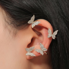 boucles d'oreilles créatives clips d'oreilles papillon serties de diamants