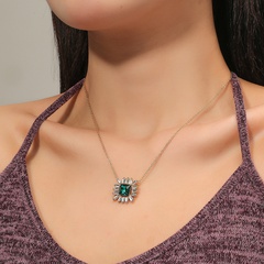 new alloy necklace fashion exaggerated diamond gemstone square necklace