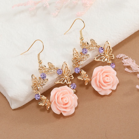 cute butterfly ear hook resin flower garland earrings's discount tags