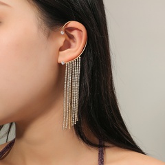 fashion creative tassel diamond ear clips earrings
