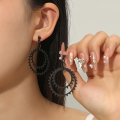 retro fashion geometric hollow multi-layer gear earrings
