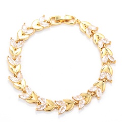 fashion geometric copper inlaid zircon leaf full row diamond bracelet
