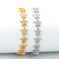 bracelet en cuivre de zircon de diamant de rangée complète de pentagramme de diamant de mode