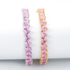 fashion geometric copper micro-set pink diamond zircon bracelet female