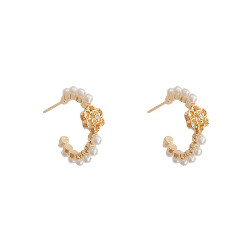 Bijoux Fantaisie Boucles Doreilles | Mode Camlia Perle Diamant Boucles D39oreilles En Alliage En Forme De C En Gros - JZ37517