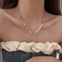 fashion geometric three-dimensional square pendent titanium steel necklace