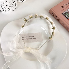 fashion pearl flower streamer braided hair ribbon hair accessories