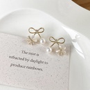 Fashion Pearl Opal Flower Bow Copper Stud Earringspicture9