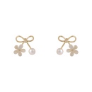 Fashion Pearl Opal Flower Bow Copper Stud Earringspicture10