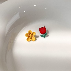2022 new cute tulip flower drip oil stud earrings