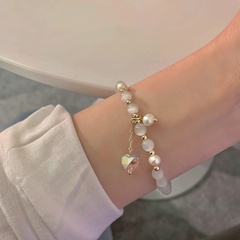 Opal heart pearl bracelet simple heart pendent copper bracelet