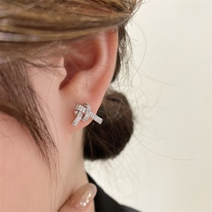 2022 new zircon winding knotted copper earrings