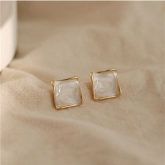 fashion simple drop glaze wave geometric square alloy stud earrings