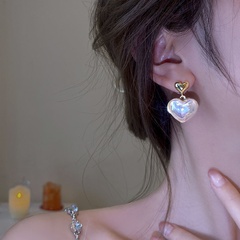 fashion heart-shaped pearl earrings simple alloy drop earrnigs