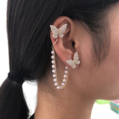 European and American style new fashion earrings butterfly pearl earrings female personality diamond all-match jewelry earrings