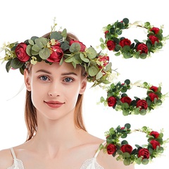 new eucalyptus leaf simulation rose flower garland bride hair accessories wholesale