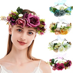 Nouveau tissu de simulation guirlande de fleurs couvre-chef de mariée accessoires de cheveux réglables