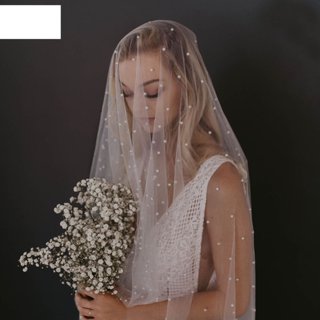 Voile de mariée avec peigne à cheveux en voile de perles rétro simple's discount tags