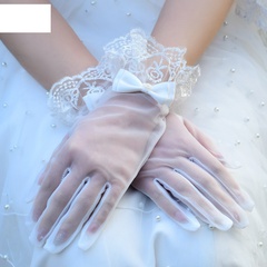 Bride Dress Gloves Net Yarn Lace Butterfly Wedding Gloves