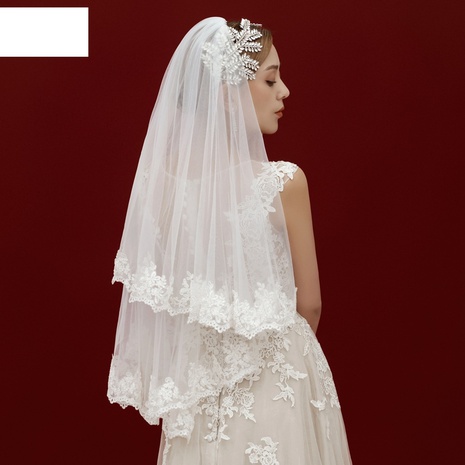fashion retro bridal veil wedding double lace applique veil's discount tags