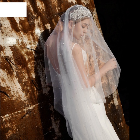 fashion wedding bride pearl veil soft yarn veil's discount tags