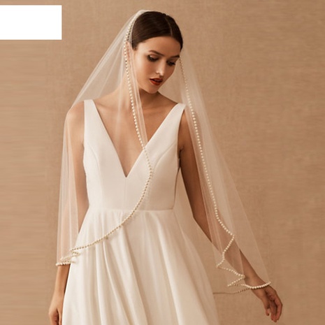 Mode Braut Perlenschleier handgefertigte Hochzeitsschleier Zubehör's discount tags