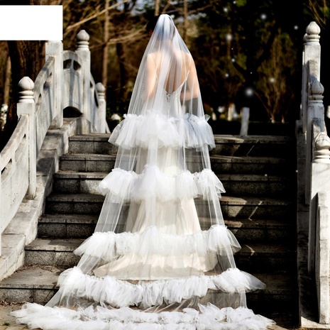 fashion retro lace veil bride cake trailing veil's discount tags