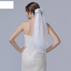 fashion simple bridal veil hair accessories bow mesh short veil