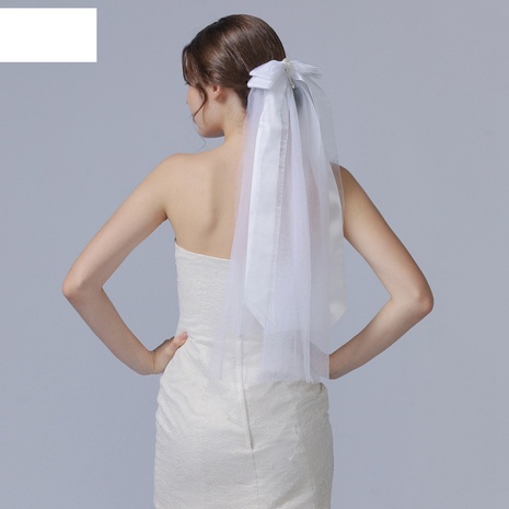 mode simple voile de mariée accessoires de cheveux arc maille voile court's discount tags