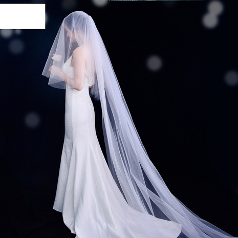 fashion simple yarn wedding veil long three-layer veil's discount tags