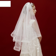 fashion simple bride veil multi-layer wedding wide-brimmed veil
