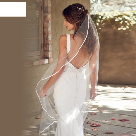 moda novias simples trapear vestido de novia velo largo's discount tags