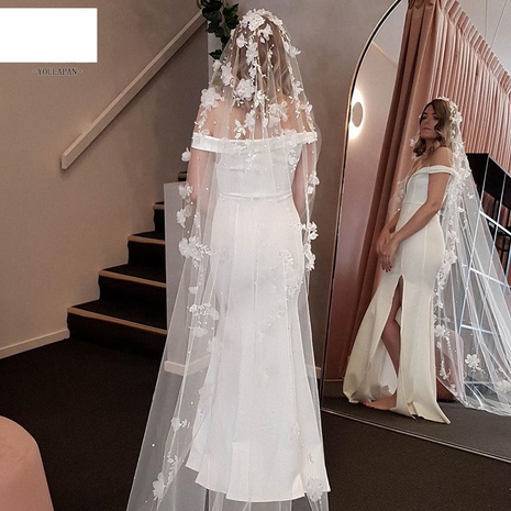 fashion simple flower trailing long veil bride wedding accessories's discount tags