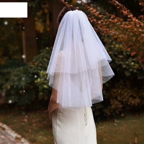velo de novia de velo de corona de velo de doble capa simple de moda's discount tags