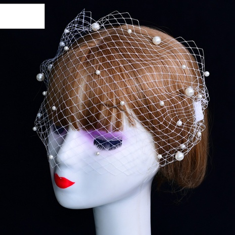 fashion simple headdress bride retro pearl veil's discount tags