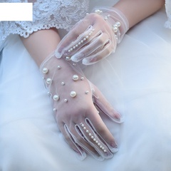 Guantes de perlas de boda nupcial Guantes de boda de malla de perlas
