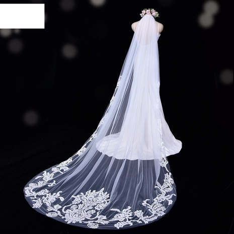fashion simple lace veil long tail wedding bridal veil's discount tags