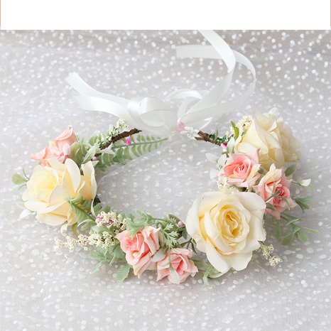 fashion garland headwear wholesale art rose bridal simulation flower hair accessories's discount tags