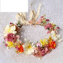 Nuevo tocado de guirnalda de otoño, diadema de boda hecha a mano con flores y cabeza de tela