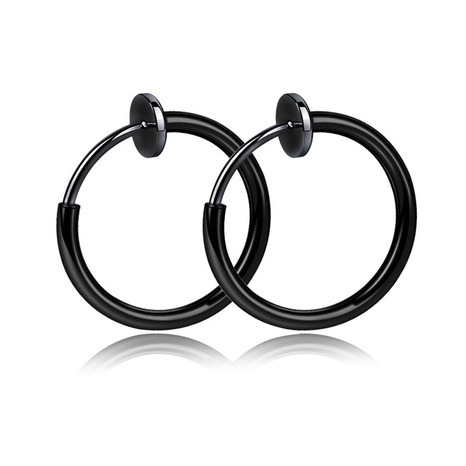 Titanium steel earrings round wire earrings no ear holes spring clips single's discount tags