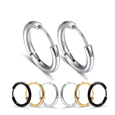 fashion titanium steel round wire earrings men's hoop earrings single's discount tags