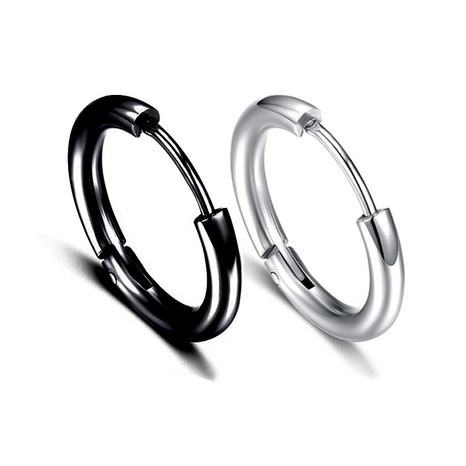 fashion geometric titanium steel golden silver black hoop earrings single's discount tags